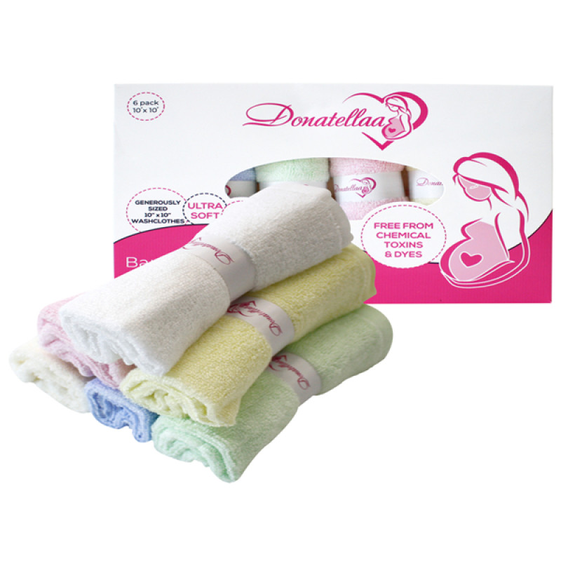 Bamboo Colored Washcloth 25x25 cm 6 Ultra-Soft washcloth for Sensitive and Delicate Skin